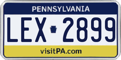 PA license plate LEX2899