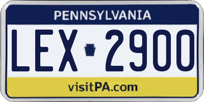 PA license plate LEX2900