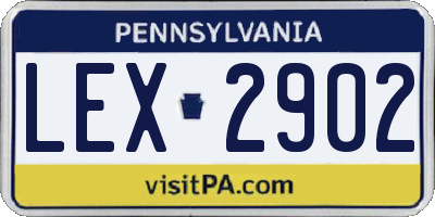 PA license plate LEX2902