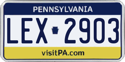 PA license plate LEX2903