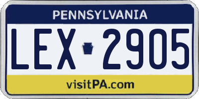 PA license plate LEX2905