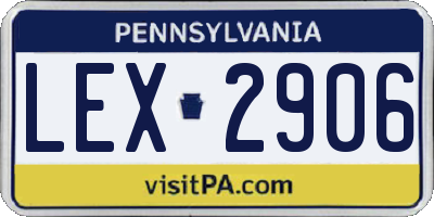 PA license plate LEX2906