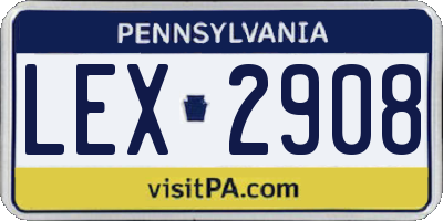 PA license plate LEX2908