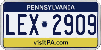 PA license plate LEX2909