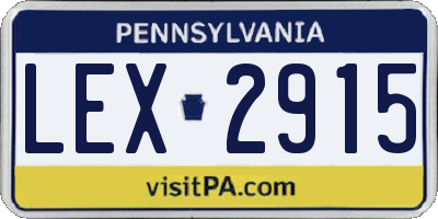 PA license plate LEX2915