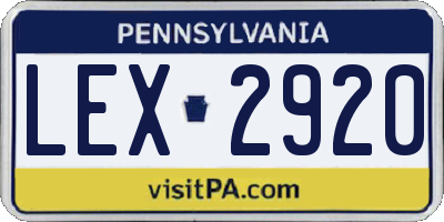 PA license plate LEX2920