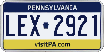 PA license plate LEX2921
