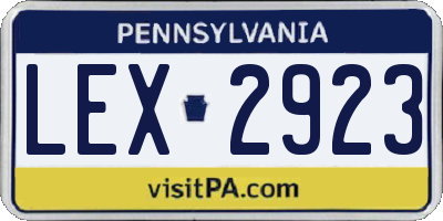 PA license plate LEX2923