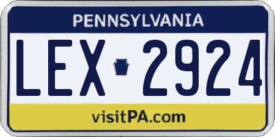 PA license plate LEX2924