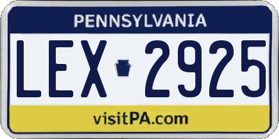 PA license plate LEX2925