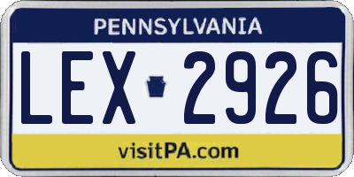 PA license plate LEX2926