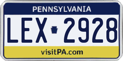 PA license plate LEX2928