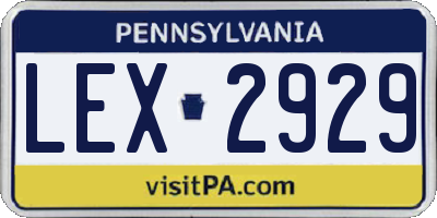 PA license plate LEX2929