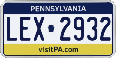 PA license plate LEX2932