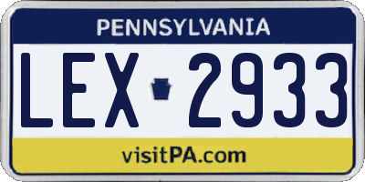 PA license plate LEX2933