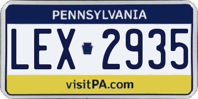 PA license plate LEX2935
