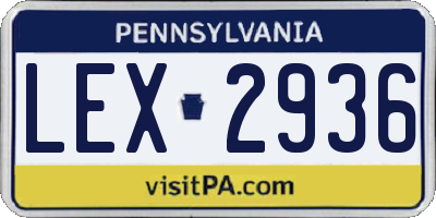 PA license plate LEX2936