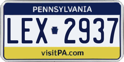 PA license plate LEX2937