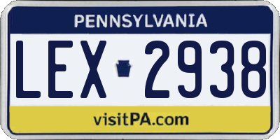PA license plate LEX2938