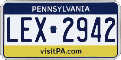 PA license plate LEX2942