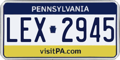 PA license plate LEX2945