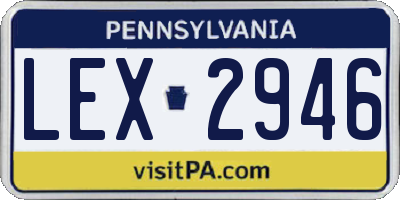 PA license plate LEX2946