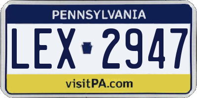 PA license plate LEX2947