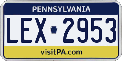 PA license plate LEX2953