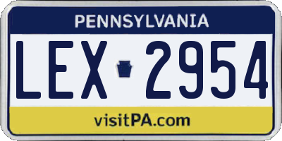 PA license plate LEX2954