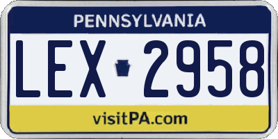 PA license plate LEX2958