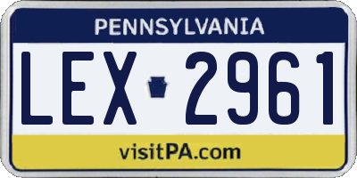 PA license plate LEX2961