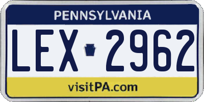 PA license plate LEX2962