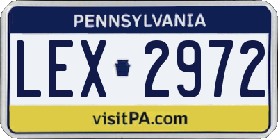 PA license plate LEX2972