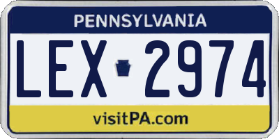 PA license plate LEX2974