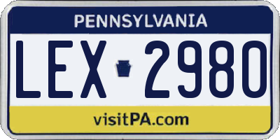 PA license plate LEX2980