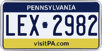 PA license plate LEX2982