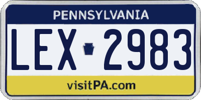 PA license plate LEX2983