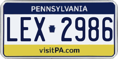 PA license plate LEX2986