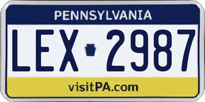 PA license plate LEX2987