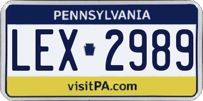 PA license plate LEX2989