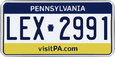 PA license plate LEX2991