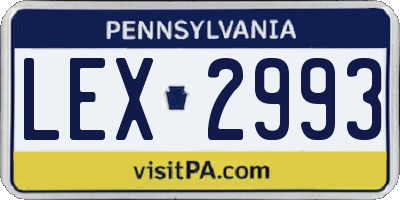 PA license plate LEX2993