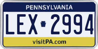 PA license plate LEX2994