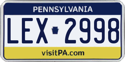 PA license plate LEX2998
