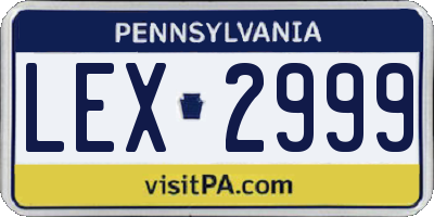 PA license plate LEX2999