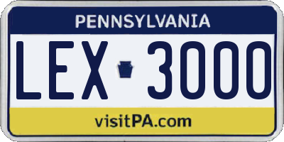 PA license plate LEX3000