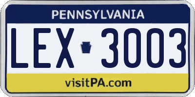 PA license plate LEX3003