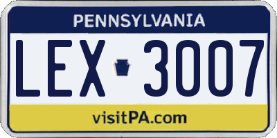 PA license plate LEX3007