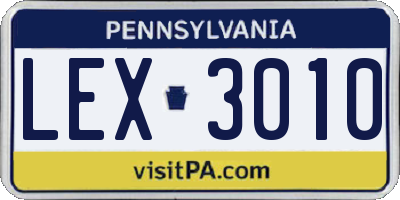 PA license plate LEX3010