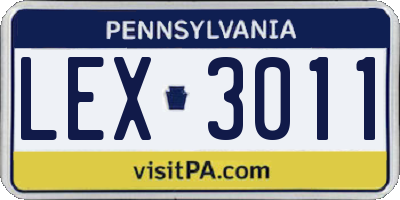 PA license plate LEX3011